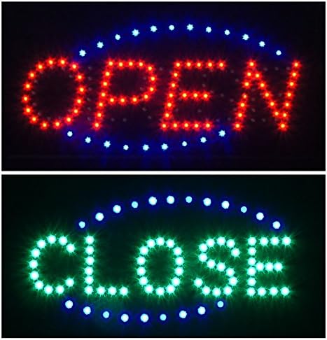 2 in 1 LED Open Close Store Restaurant Business Closed Lighted Sign 19x10" neon