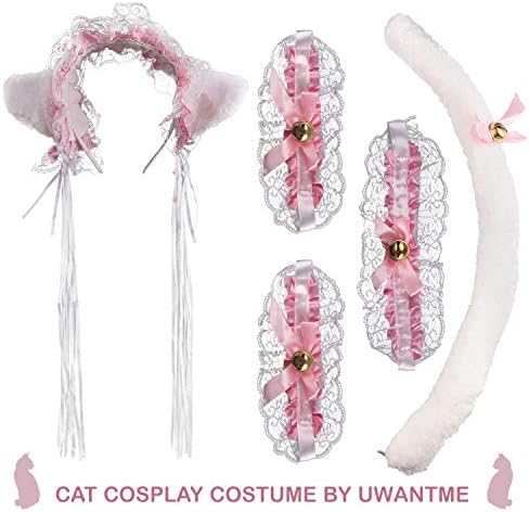 UWANTME Cat Cosplay Costume Anime Maid Lolita Lace Ears Headband Collar Bracelet Kitten Tail Set โฆ