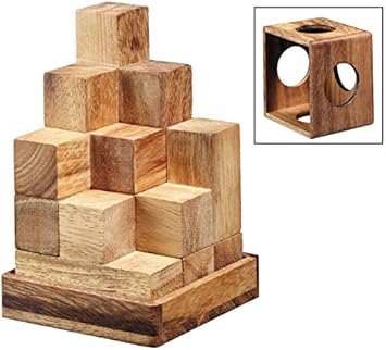LOGICA GIOCHI Art. Tetris 3D – Cubo Soma - 100 en 1 - Rompecabezas 3D De Madera Preciosa - Dificultad 3/6 Difícil - Colección Leonardo da Vinci