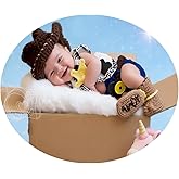 Lgvhydh Newborn Photography Props Cowboy Outfit Boy Girl Photo Shoot Outfits Crochet Clothes Cowboy Hat Vest Shorts Photoshoot Costume Set ﻿