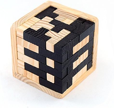 3D Wooden Brain Teaser Puzzle Jigsaw Puzzles 54 T-Shape Pieces with Tetris Fit for Kids and Adults