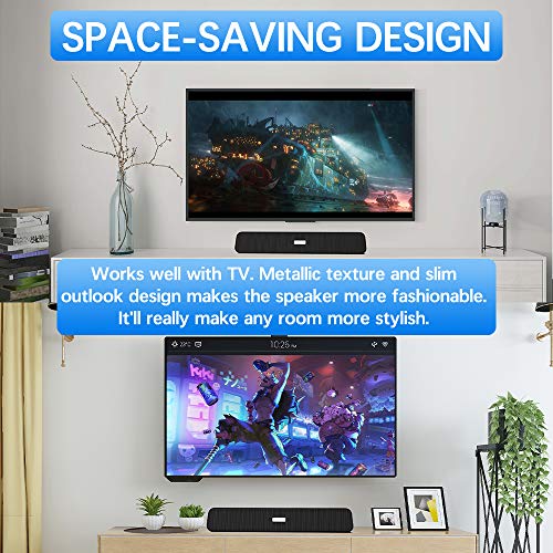 Computer Speakers, Bluetooth Speakers Computer Sound Bar, USB Powered Multifunctional Home Theater Desktop Soundbar Speaker with 10W Dual-Driver Stereo Sound, Rich Bass, 3 ft Bluetooth Range