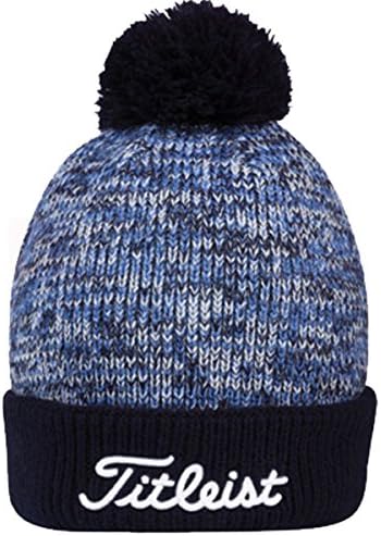 Titleist Golf Pom Pom Winter Beanie Stocking Cap, (Navy), One Size