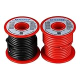 BNTECHGO 14 Gauge Silicone Wire Spool red and Black Each 25ft Flexible 14 AWG Stranded Copper Wire