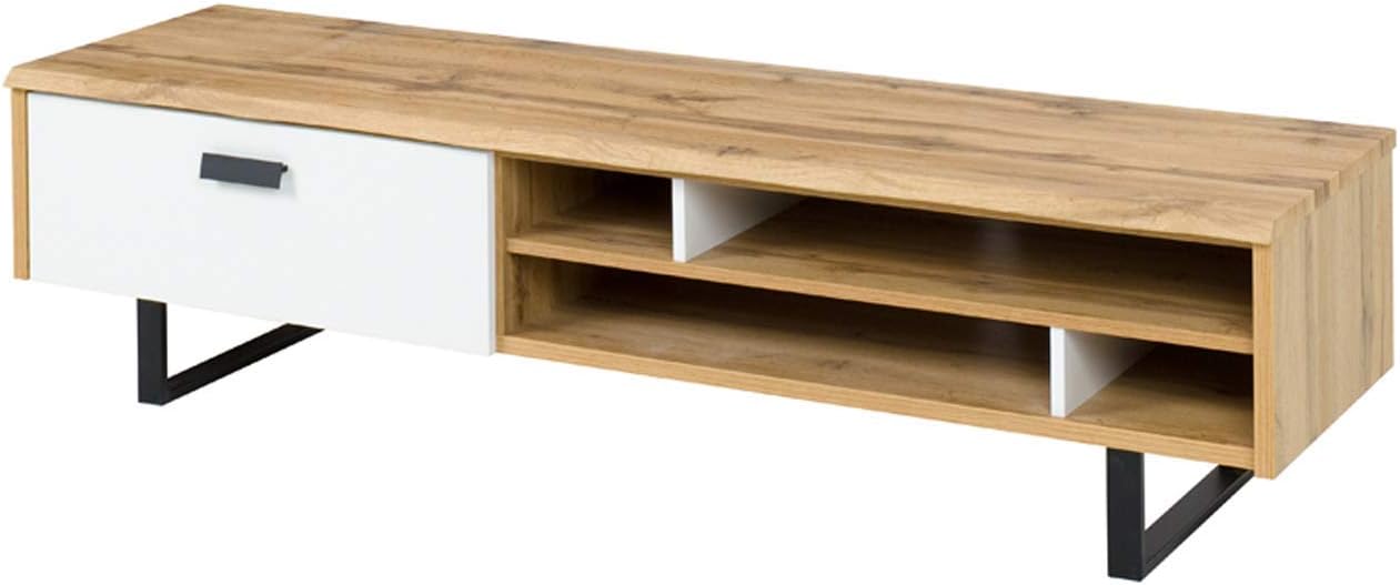 Amazon Brand - Movian Douro 1-Drawer TV Stand with Storage Compartments, 170 x 42.5 x 45cm, Brown Oak-Effect/White