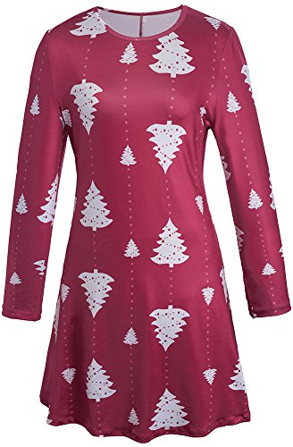 For G and PL Christmas Tree Santa Claus Women Printed Club Wear Bodycon Longsleeve Costumes Dress Red M
