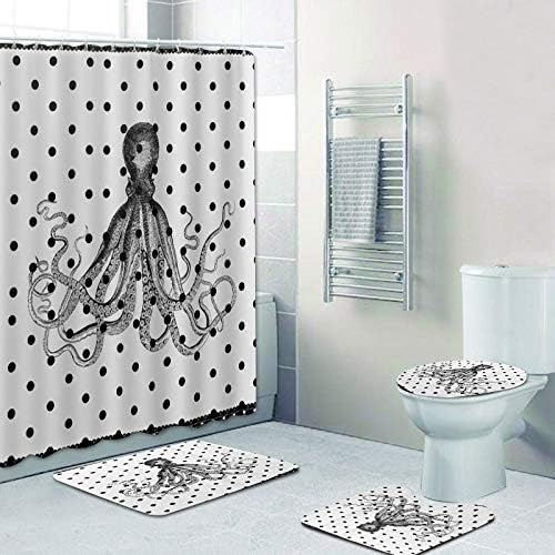 QWESD Elegante Elegante Cortina de Ducha de Pulpo para baño Octopus y