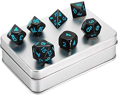Lvcky - Juego de 7 Piezas de Dados de Metal DND de Polietileno sólido de Metal D&D