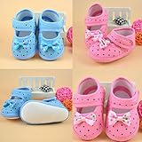 DZT1968® Baby Girl Cloth Soft Sole Round Dot Prewalker Mary Jane Shoes With Bowknot