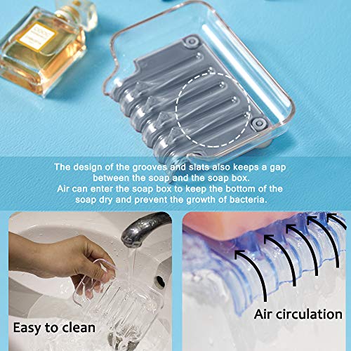 Soap Dish with Drain, Bar Soap Holder for Bathroom, Self Draining Waterfall Soap Tray for