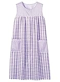 EZI Women's Sleeveless Zipper Gingham House Dress/ House Coat/ Duster/ Lounge Dress