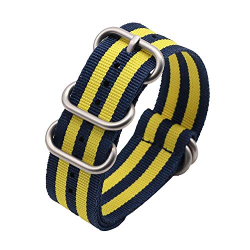 BGRFEB High-end NATO Style Nylon Watch Strap with Stainless Steel Buckle (Color : Silver, Size : 18)