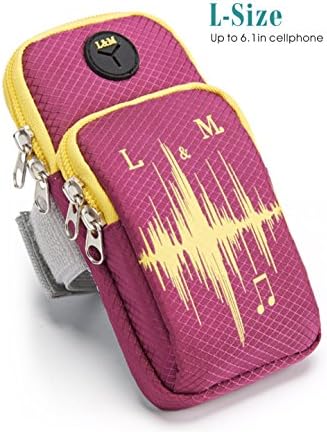 DOUN Sweatproof Running Armband Double Pockets Multifunctional Universal Outdoor Arm Bag for iPhone 7 plus Samsung Sony HTC or less than 6 inches smartphone - Purple