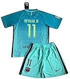 Neymar Jr. #11 FC Barcelona 2016-2017 Champions League 3rd Jersey with Shorts for Kids