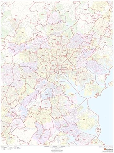 メリーランド州ボルチモア ジップコード 36インチ X 48インチ マットプラスチックウォールマップ Ospacp