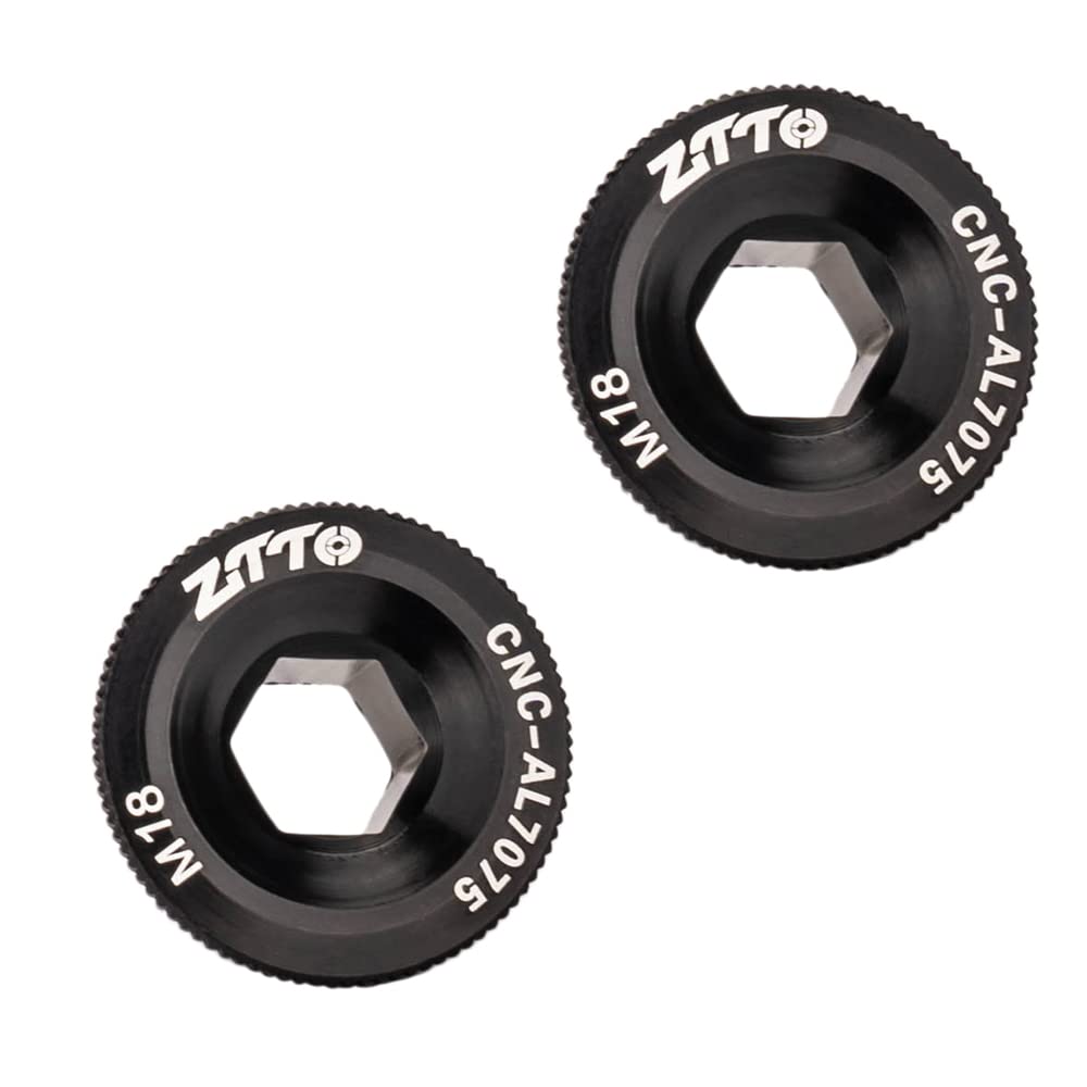 Hsthe Sea 2 pcs Crankset Screw, Bicycle Crank Arm Fixing Bolts, M18 black Aluminum Alloy Crank Cap Plate for Mountain Road Bike