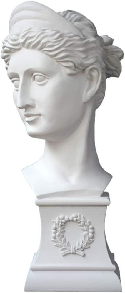 WEDSGTV Greek Goddess Ornaments Sculpture Plaster Portrait Nordic Creative Bust Statues Study Figurine Home Decoration Resin Artwork Office Living Room,White