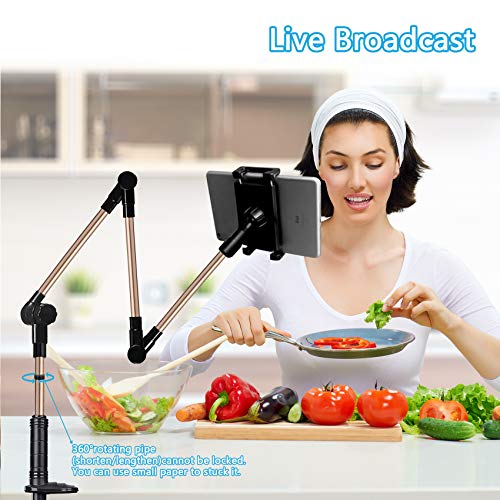 cshare Adjustable Tablet Stand Holder, Flexible Lazy Phone Tablet Mount Bracket Clamp, Swing Arm Kids Fire Tablet Stands for Bed Desk Kitchen Compatible with 12.9 iPad Pro, Samsung, Kindle, NS