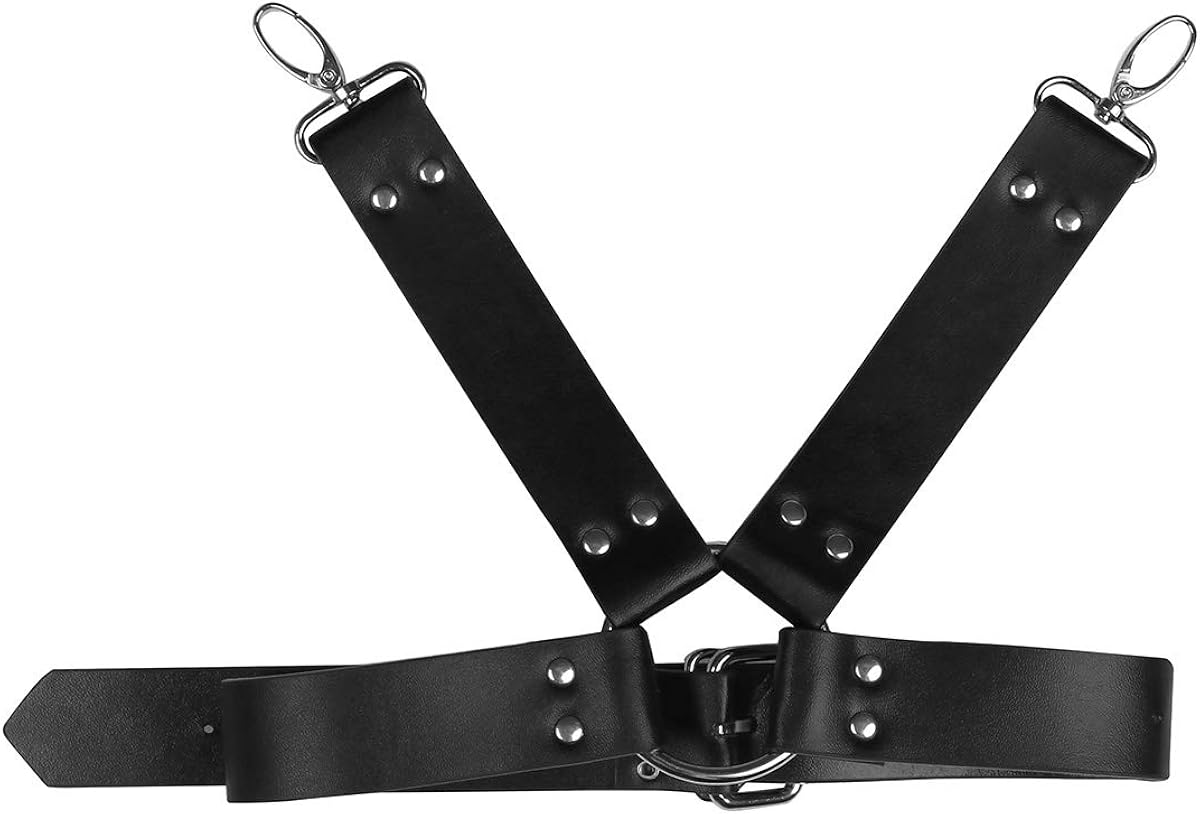 CHICTRY Punk Leg Garter Belt Black Faux Leather Rivet Studded