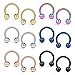 Ruifan 12PCS Assorted Colors Surgical Steel CBR Non-Piercing Fake Nose Septum Horseshoe Earring Eyebrow Tongue Lip Piercing Ring with 4mm Balls 14G 8mm