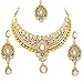 Vaama Bollywood Designer Ethinic Indian Premium Stone Polki Kundan Bridal Necklace Set - Pearl