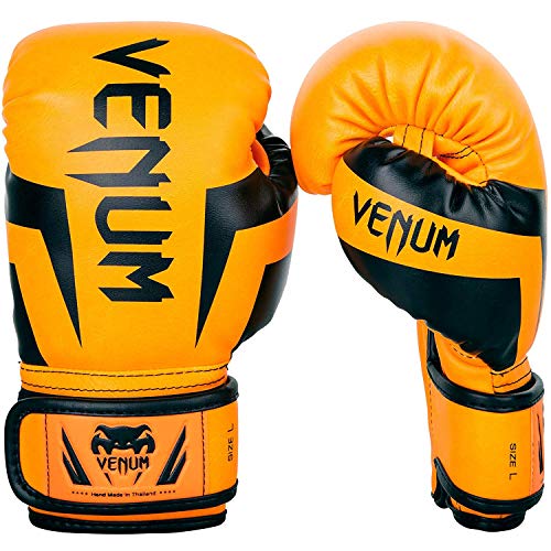 Venum Guantes de Boxeo Elite para ninos, Naranja Neo, Talla L (9-11 anos)