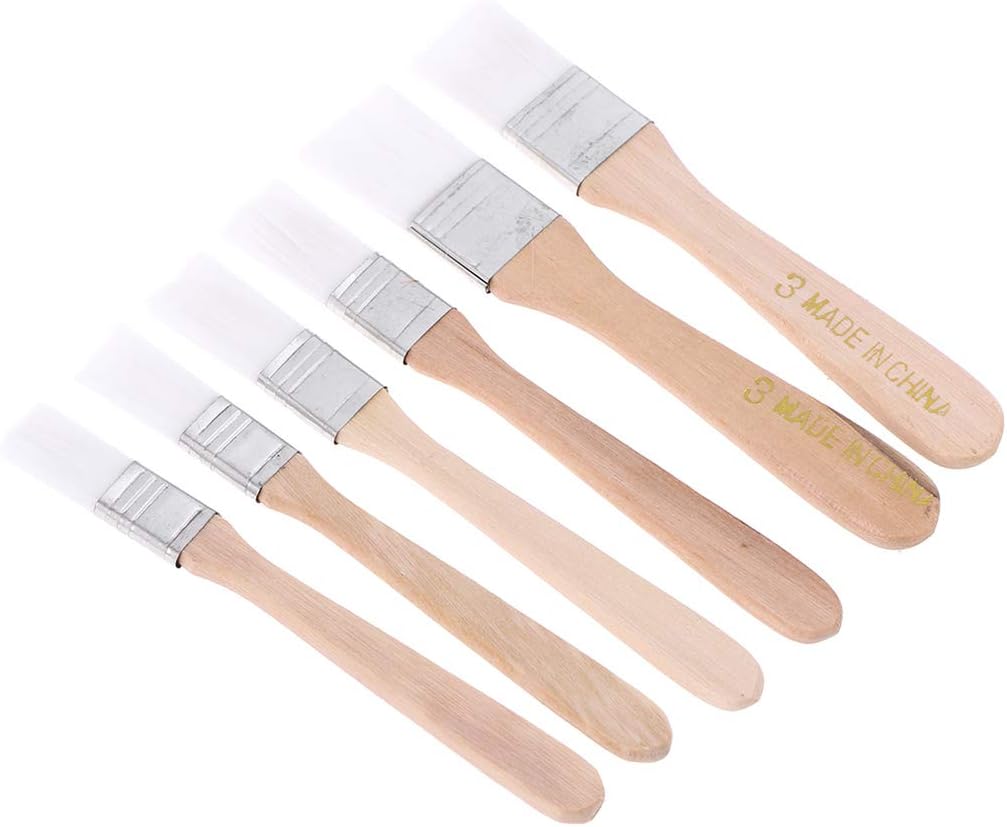Artibetter Paint Brush Set 6Pcs Nylon Flat Brushes 0.5 Inch for Adhesive Touchups and Diy Painting Crafts Home Projects