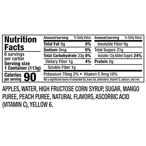 MOTT’S MANGO PEACH APPLESAUCE, 4 OZ CUPS, 6 COUNT