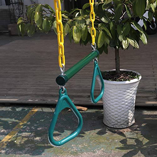 18" Trapeze Swing Bar Rings - 48" Heavy Duty Plastic Coated Chains - Swing Set Accessories with 2 Locking Carabiners