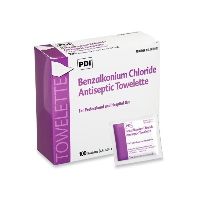 Hygea BZK Benzalkonium Chloride Antiseptic Towelette - 100 Per Box - 100 / Box - 7.88" x 5" - White