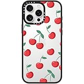 CASETiFY Compact iPhone 16 Pro Max Case [4 ft. 2X Military Grade Drop Protection/Slim/Lightweight] - Cherries - Clear Black