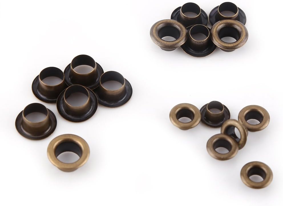 Antique Brass Eyelet Grommets, Leathercraft Accessory Fasteners Kit with Washers for Repairs Decoration(6mm) - Image 5