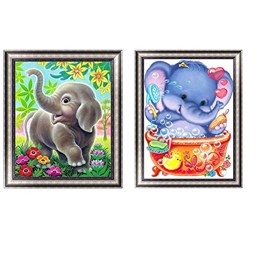 Chige DIY 5D Diamond Painting Kit, Cross Stitch Craft Kits Rhinestone Embroidery Wall Stickers Pasted Picture Drawing for Living Room Craft Home Wall Decor (Elephant) - Thumbnail 5