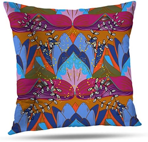 Kutita Tropical Pillow Cover,Tropical with Orange Blue and Purple Abstract Flowers Aloha Throw Pillow Case Cushion for Sofa Living Room 20X20 Inch
