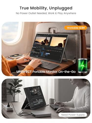 UPERFECT Monitor Touchscreen Portatile 15,6", Batteria 8000mAh, Touch Screen 10 Punti, Display FHD 1080P HDR, Tastiera Bluetooth Pieghevole e Custodia Protettiva per PC, Telefono, Switch, PS-4/5, Xbo