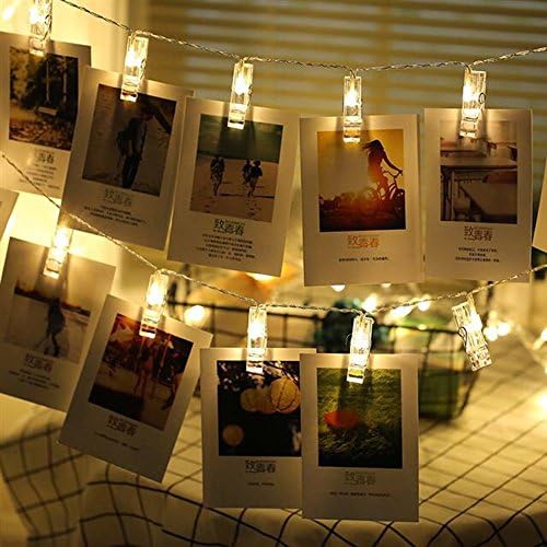 LED Photo Clip String Lights,20 LED Photo Clips USB Powered Lights,Design for Wedding Birthday Christmas Party Home Decoration Night Lights for Hanging Photos, Cards and Gifts (Warm White)