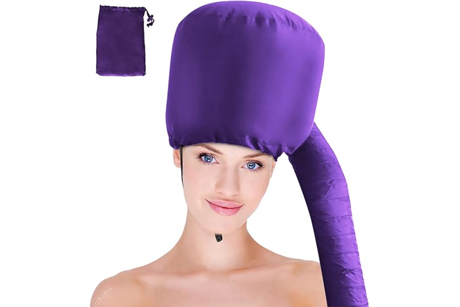 Frclona Hair Dryer Bonnet – Upgraded Bonnet Hair Dryer with Longer Extended Hose for Easy Styling, Curling and Deep Conditioning, Purple, One Size Fits All