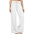 ZOOSIXX Soft Black Pajama Pants for Women, Wide Leg Comfy Casual Lounge Yoga Capri Pants 22'' / 30''
