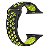 top4cus 38mm Soft Silicone Replacement Sport Strap iWatch Band for Apple Watch 38mm Edition & Sport & Apple watch NIKE Series 1 and Series 2 - Small/Medium - Nike Regular Black/Volt yellow