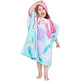Gealaek 100% Cotton Hooded Towel for Toddlers 2-6 Years Boys Girls Kids Bath Pool Beach Towel Soft Absorbent Beach Poncho Little Mermaid