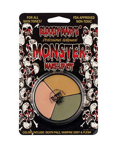 Tri Color Wheel Monster Makeup Cream - Death Pale, Flesh and Vampire Gray For Theater, Costume or Halloween Zombie and Monster Dress Up - 1.3oz. - By Bloody Mary