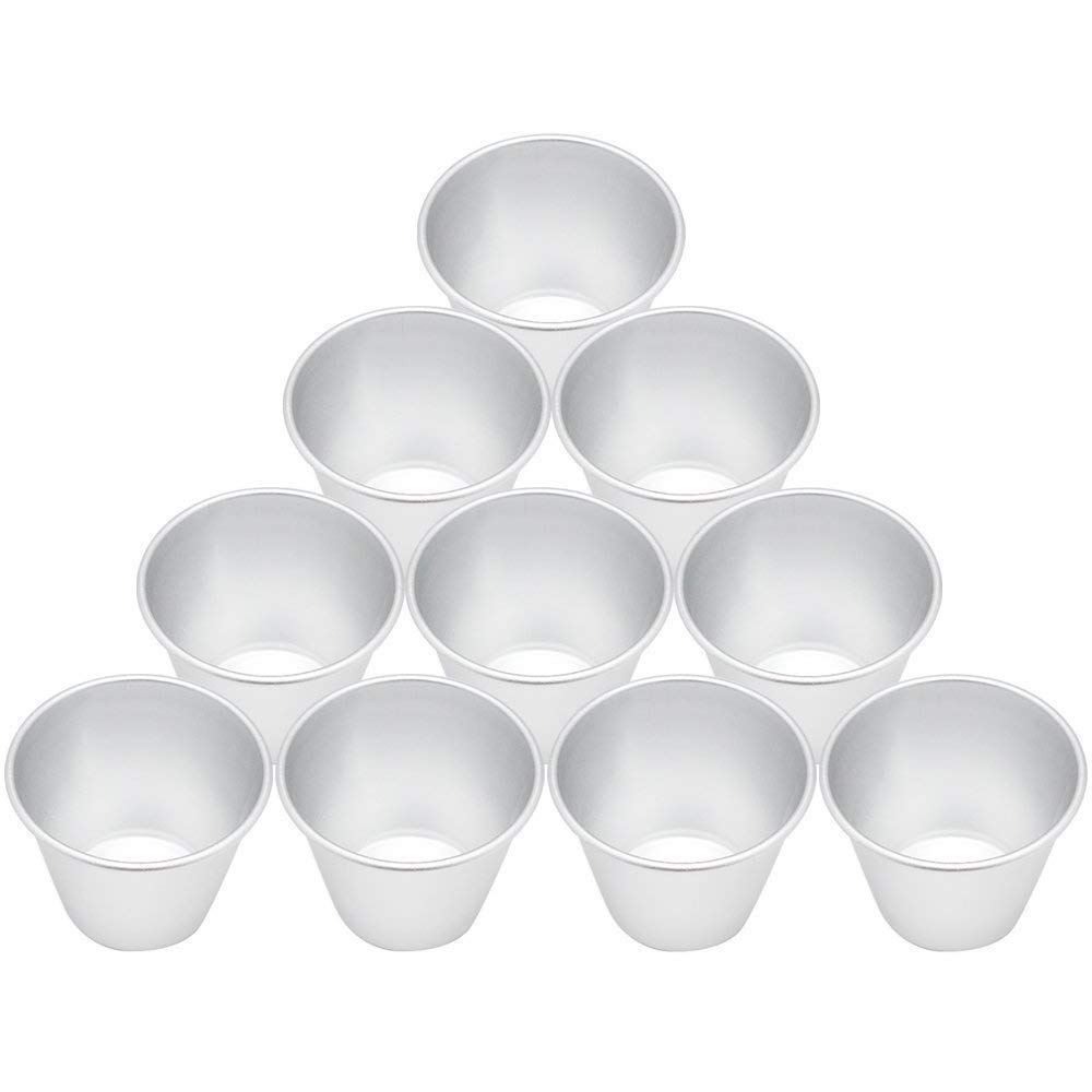 Homgaty 10pcs Pudding Moulds, Homgaty Nonstick Muffin Tin Dariole Moulds Aluminium Egg Tart Mold Cups Basins for Desserts DIY Baking (2.9 x 1.8 x 2.2Inch)