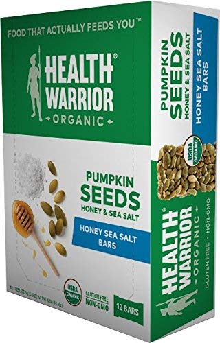 Health Warrior Pumpkin Seed Protein Bars, Honey Sea Salt, 8g Plant Protein, Gluten Free, Certified Organic, 12 Count