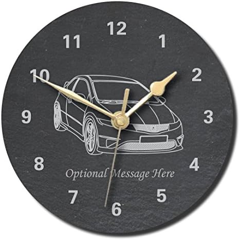 notts laser Honda Civic Design Slate Clock - Personalised with text of your choice (Large (250mm))