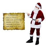 Santa Suit Men's Adult Christmas Santa Suit Costumes Holiday Cosplay Cute Costumes Outfits Vintage Plush 6 pieces Complete Santa Claus Christmas Suit Costumes, (Burgundy), One Size