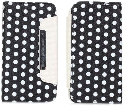 DE New Deluxe 2 in 1 Removable White Polka Dots Wallet Leather Stand Hard Case Book Style Flip With Credit Card / ID Slots PU Leather Holster Cover Shell for Apple iPhone 5S