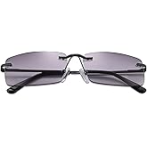MIRYEA Rimless Full Reading Glasses UV Protection Spring Hinge Sunglasses Anti Blue Light Readers for Men Women Non Bifocals