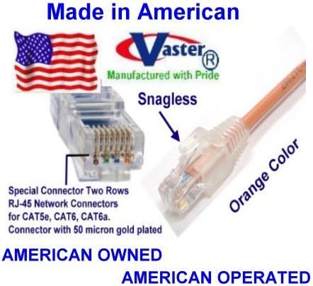 SuperEcable - USA-0674 - 110 Ft UTP Cat5e - Made in USA - ORANGE – UL 24Awg Pure Copper – Ethernet Network Patch Cable