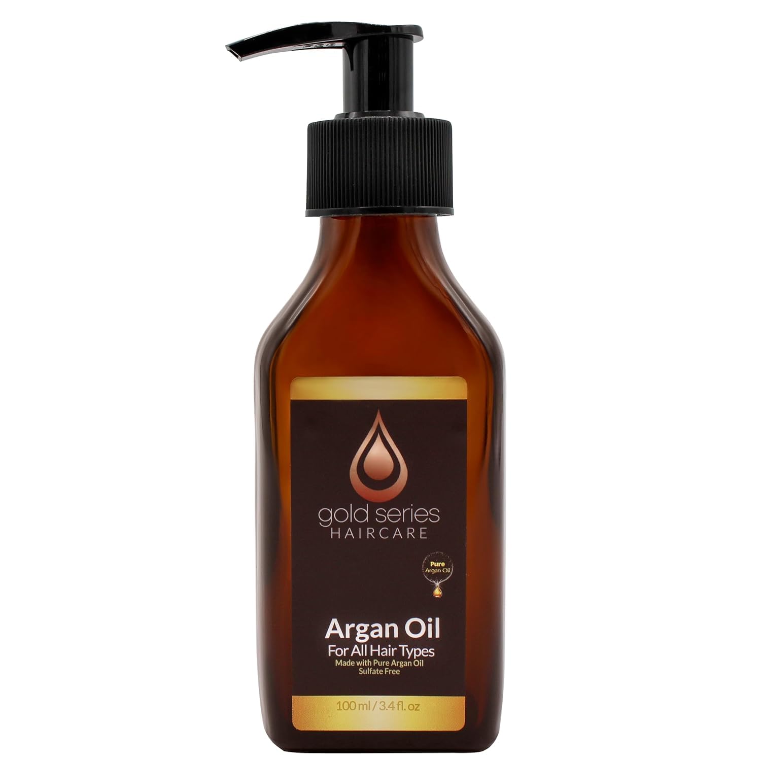 Moroccan Gold Series Argan Oil – Made with Organic Pure Argan Oil of Morocco Enriched with Keratin – Revitalizing Hair Oil for Curly Frizzy Hair, Dry Damaged Hair and Growth, 100 ml