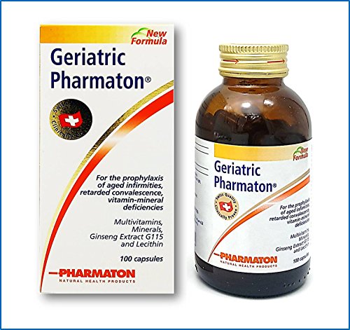 Pharmaton Geriatric (Pack Size 100 Capsules) Once Daily Multivitamins + Minerals + Ginseng Extract G115 and Lecithin for the Optimal Physical and Mental Performance, Ageing Concentration Memory, Prophylaxis of Aged Infirmities and Retarded Convalescence Pharmaton Geriatric (Pack Size 100 Capsules) Once Daily Multivitamins + Minerals + Ginseng Extract G115 and Lecithin for the Optimal Physical and Mental Performance, Ageing Concentration Memory, Prophylaxis of Aged Infirmities and Retarded Convalescence